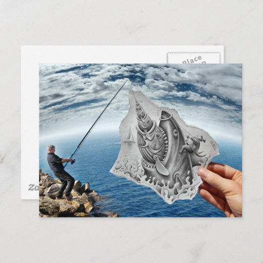 Potlood Vs Camera - Shark Briefkaart (Voorkant / Achterkant)