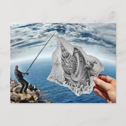 Potlood Vs Camera - Shark Briefkaart (Voorkant)