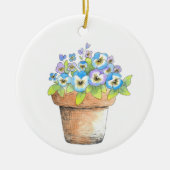 Potlood Waterverf Pansies Keramisch Ornament (Voorkant)