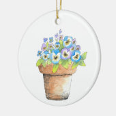 Potlood Waterverf Pansies Keramisch Ornament (Links)