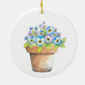 Potlood Waterverf Pansies Keramisch Ornament (Achterkant)