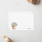 Potlood Waterverf Pansies Notitiekaartje (Voorkant / Achterkant in situ)