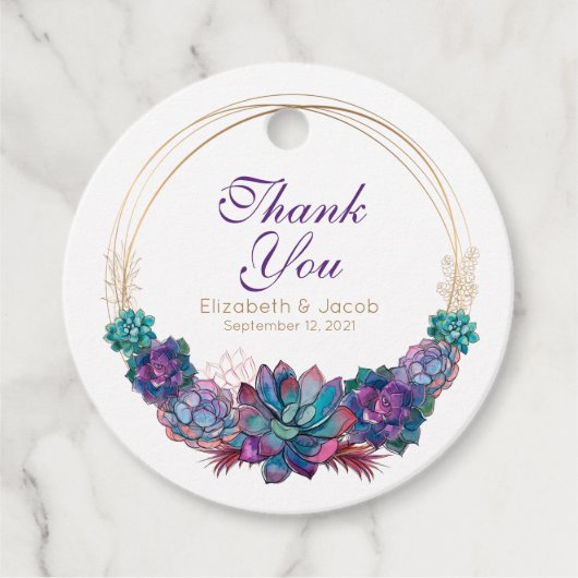 Potlood Waterverf Succulent Bedankjes Labels (Voorkant)