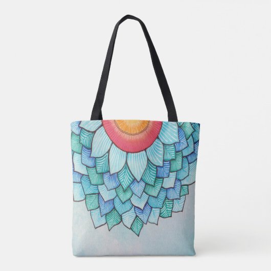 Potlood Waterverf Tropische Bloem Canvas tas (Achterkant)