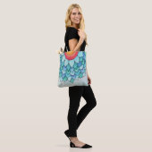 Potlood Waterverf Tropische Bloem Canvas tas (Op model)