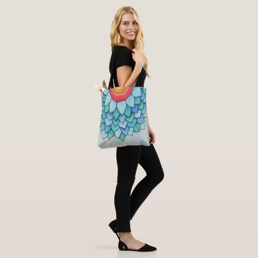 Potlood Waterverf Tropische Bloem Canvas tas (Op model)