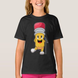 Potlood Zanger Microfoon Muziek T-shirt