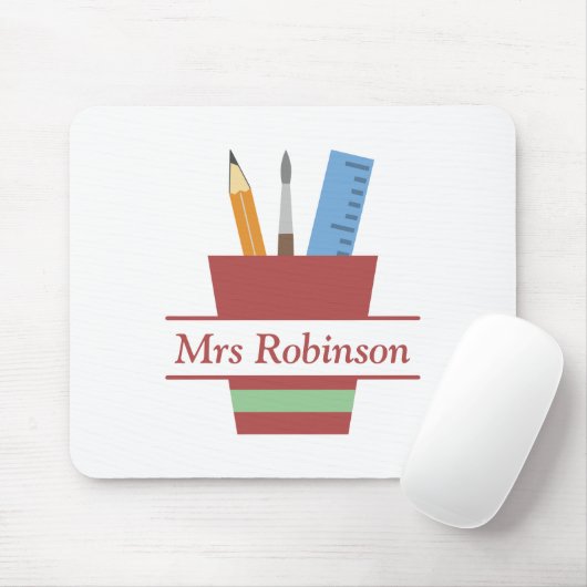 Potloodhouder Monogram Docent Bedankt Gift Muismat (Met muis)