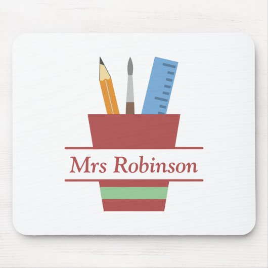 Potloodhouder Monogram Docent Bedankt Gift Muismat (Voorkant)