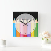 potloodkleuren * kies uw achtergrondkleur vierkante klok (Huis)