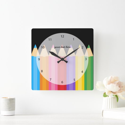 potloodkleuren * kies uw achtergrondkleur vierkante klok (Huis)