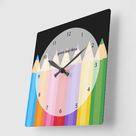 potloodkleuren * kies uw achtergrondkleur vierkante klok (Hoek)