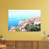 potloodschets-effect van het Maggiore-meer op doek Canvas Afdruk (Insitu (Woonkamer))