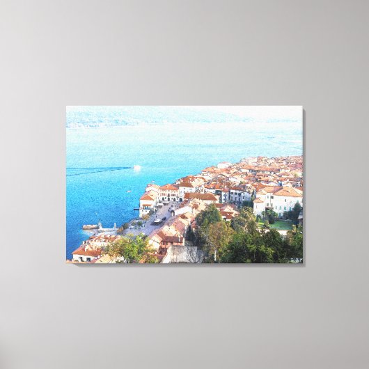 potloodschets-effect van het Maggiore-meer op doek Canvas Afdruk (Voorkant)