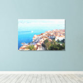 potloodschets-effect van het Maggiore-meer op doek Canvas Afdruk (Insitu (Houten vloer))