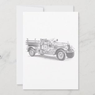 potloodschets van een vintage brandweerwagen teken kaart