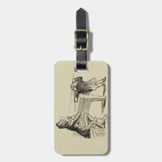 Potloodschets van twee Mannen Spelpoel Bagagelabel (Voorkant verticaal)