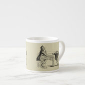 Potloodschets van twee Mannen Spelpoel Espresso Kop (Voorkant rechts)