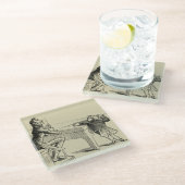 Potloodschets van twee Mannen Spelpoel Glazen Onderzetter (Schuin)