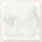 Potloodschets van twee Mannen Spelpoel Glazen Onderzetter (Achterkant)