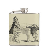 Potloodschets van twee Mannen Spelpoel Heupfles (Voorkant)