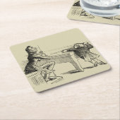 Potloodschets van twee Mannen Spelpoel Kartonnen Onderzetters (Schuin)