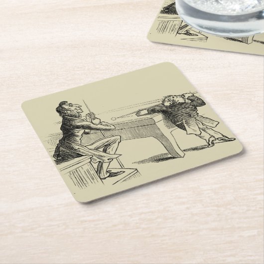 Potloodschets van twee Mannen Spelpoel Kartonnen Onderzetters (Schuin)