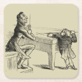 Potloodschets van twee Mannen Spelpoel Kartonnen Onderzetters (Voorkant)