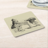 Potloodschets van twee Mannen Spelpoel Kartonnen Onderzetters (Schuin)