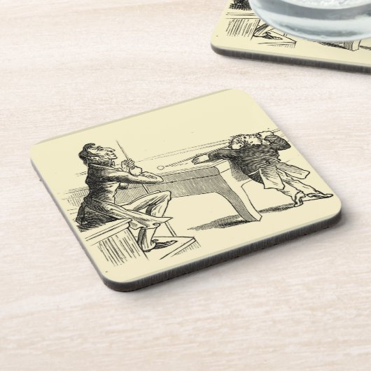 Potloodschets van twee Mannen Spelpoel Onderzetter (Linkerzijde)