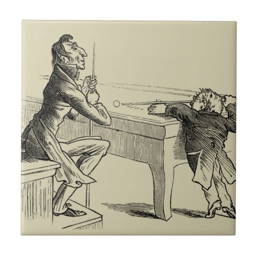 Potloodschets van twee Mannen Spelpoel Tegeltje (Voorkant)