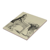 Potloodschets van twee Mannen Spelpoel Tegeltje (Zijkant)