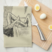 Potloodschets van twee Mannen Spelpoel Theedoek (Quarter Fold)