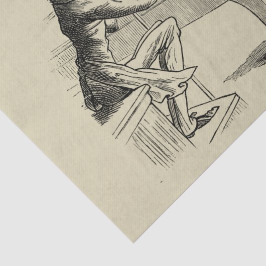 Potloodschets van twee Mannen Spelpoel Tissuepapier (Detail)