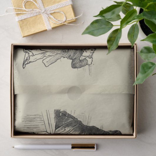 Potloodschets van twee Mannen Spelpoel Tissuepapier (Geschenk)