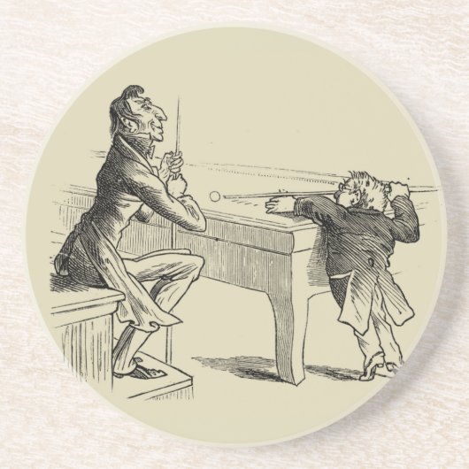 Potloodschets van twee Mannen Spelpoel Zandsteen Onderzetter (Voorkant)