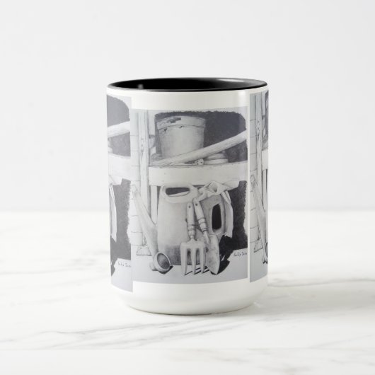 Potloodtekening afbeelding van tuingereedschap Sti Mok (Midden)