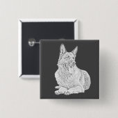 Potloodtekening Gelukkig Duits Herder Pin Button (Voorkant /achterkant)