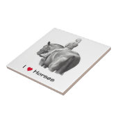 potloodtekening: Ik hou van paarden: Meisje op paa Tegeltje (Zijkant)