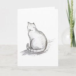 Potloodtekening kat wenskaart kaart