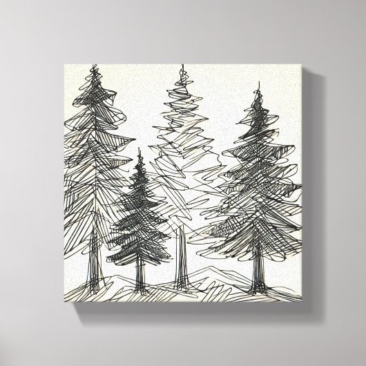 Potloodtekening Print van pijnbomen (Voorkant)