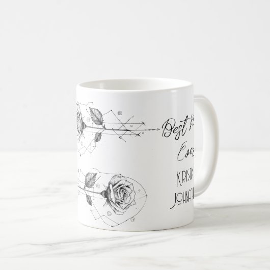 Potloodtekening Twee tegengestelde rozen Moederdag Koffiemok (Voorkant rechts)