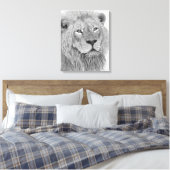 Potloodtekening van een mannelijke Afrikaanse leeu Canvas Afdruk (Insitu (Slaapkamer))