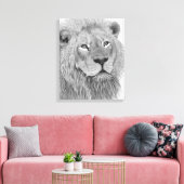 Potloodtekening van een mannelijke Afrikaanse leeu Canvas Afdruk (Insitu (Woonkamer))