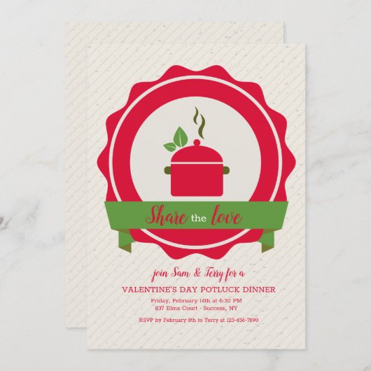 Potluck Dinner Invitation Kaart (Voorkant / Achterkant)