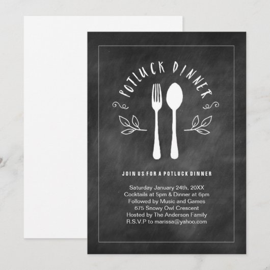 Potluck Dinner Invitation Kaart (Voorkant / Achterkant)