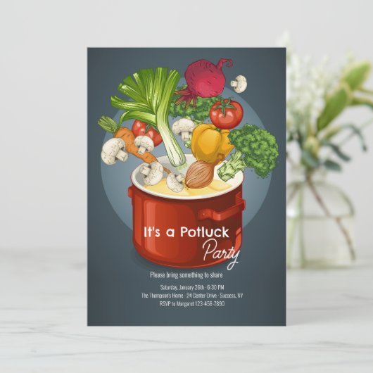 Potluck Dinner Party Kaart (Staand voorkant)