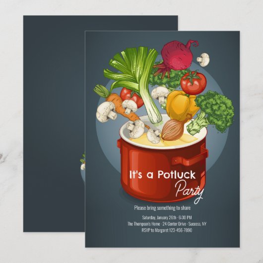 Potluck Dinner Party Kaart (Voorkant / Achterkant)