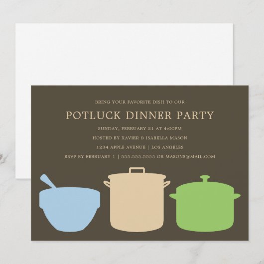 Potluck Dinner | Uitnodiging (Voorkant / Achterkant)