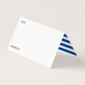 Potluck Dish Recept Tent Kaarten, Blauw Witte Stre Visitekaartje (Achterkant)